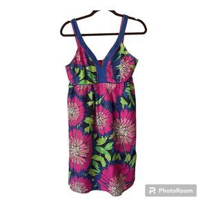 Lilly Pulitzer floral blue and pink sleeveless dress